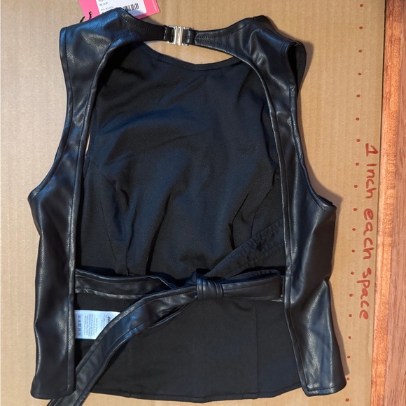 Edikted Black Faux Leather Tank Top - Picture 2 of 2